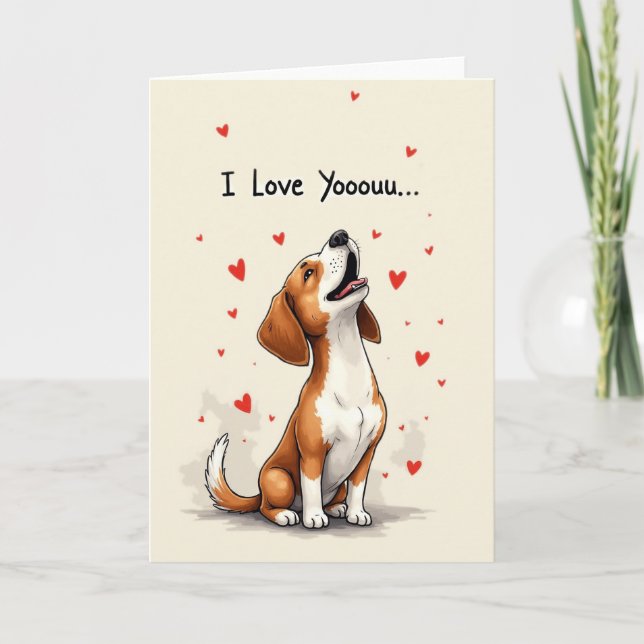 Cute Beagle I Love You Card (Front)