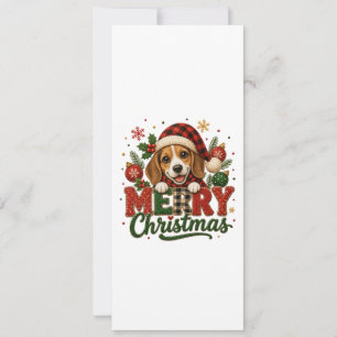 Cute Beagle Merry Christmas Invitation