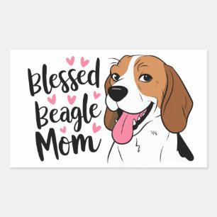 Cute Beagle Mum Fur Mama Cartoon Puppy Dog Lover Rectangular Sticker