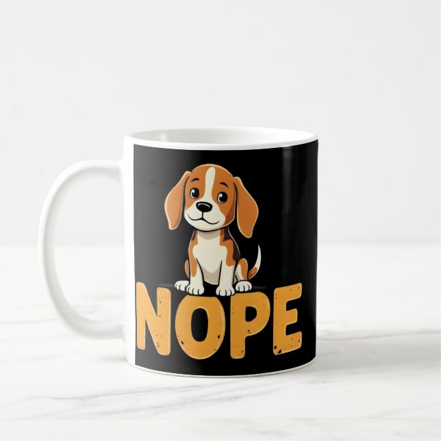 Cute Beagle Nope Funny Lazy Dog Design Coffee Mug (Left)