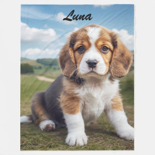 Cute Beagle Personalised Fleece Blanket