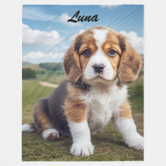 Cute Beagle Personalised Fleece Blanket