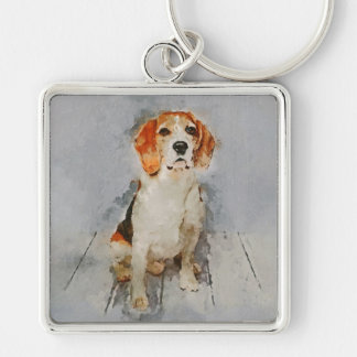 Cute Beagle Portrait Key Ring