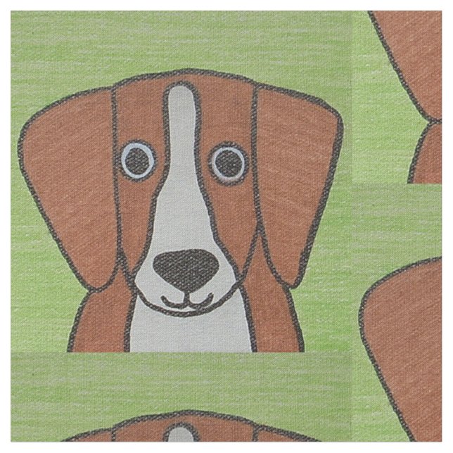 Cute Beagle Printed Fabric (Close Up)