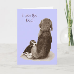 Cute beagle puppy dog with verse for dad card