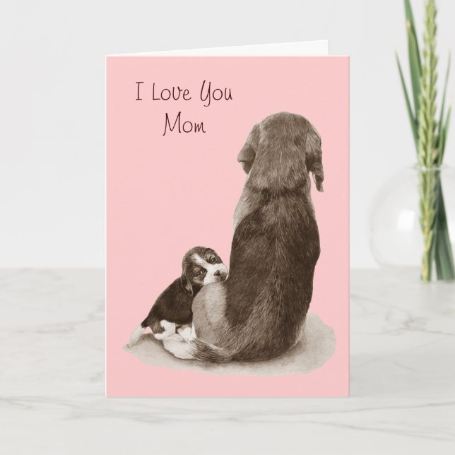Cute beagle puppy dog with verse for mum card (Front)