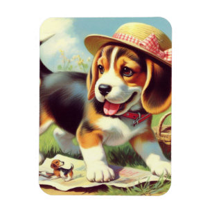 Cute Beagle Puppy Painting Magnet