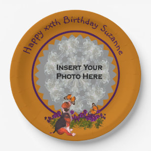 Cute Beagle Puppy Photo Birthday Party Paper Plate
