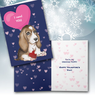 Cute Beagle Puppy Valentine Holiday Card