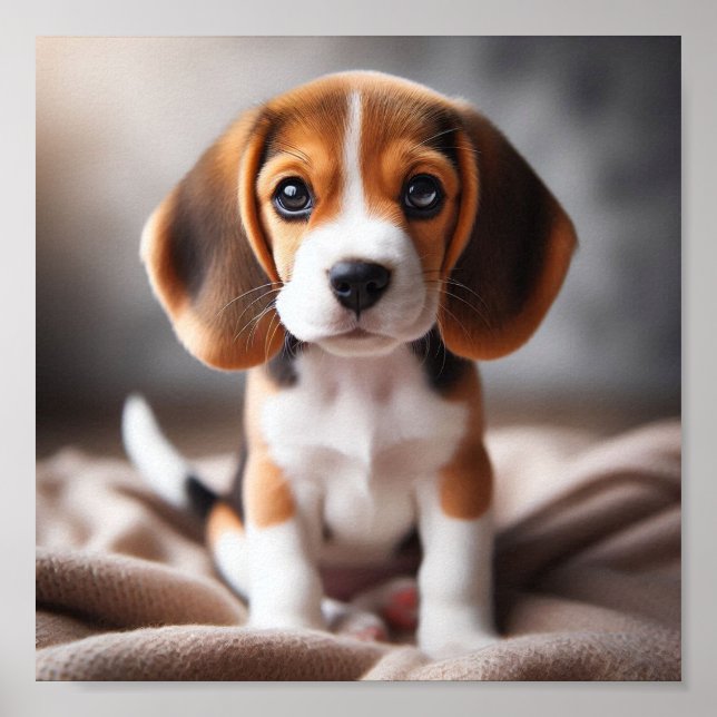Cute beagle puppy with beautiful eyes poster (Front)