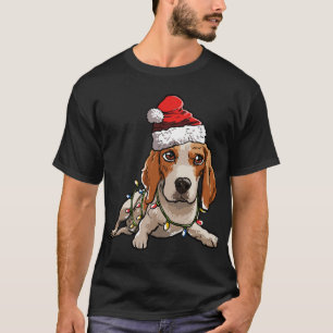 Cute Beagle Santa Christmas Tree Lights Xmas T-Shirt
