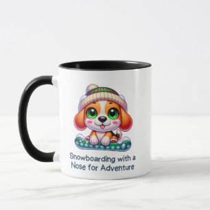 Cute Beagle Snowboard Winter Sports Mug