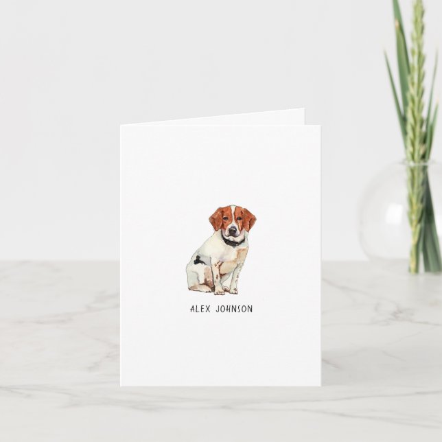 Cute Beagle watercolor Folded Thank You Card (Front)