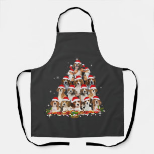 Cute Beagles Christmas Tree Dog Santa Xmas Tee Fun Apron