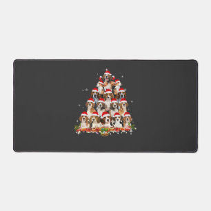 Cute Beagles Christmas Tree Dog Santa Xmas Tee Fun Desk Mat
