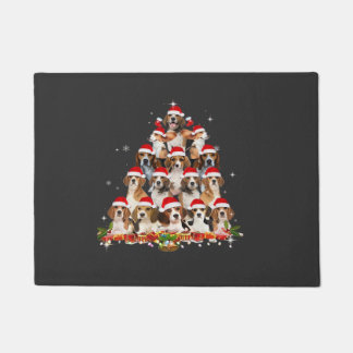 Cute Beagles Christmas Tree Dog Santa Xmas Tee Fun Doormat