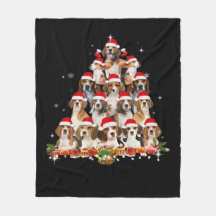 Cute Beagles Christmas Tree Dog Santa Xmas Tee Fun Fleece Blanket