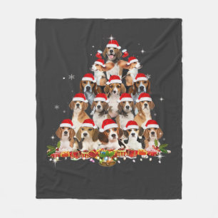 Cute Beagles Christmas Tree Dog Santa Xmas Tee Fun Fleece Blanket