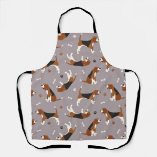 Cute Beagles Paws and Bones Grey Apron