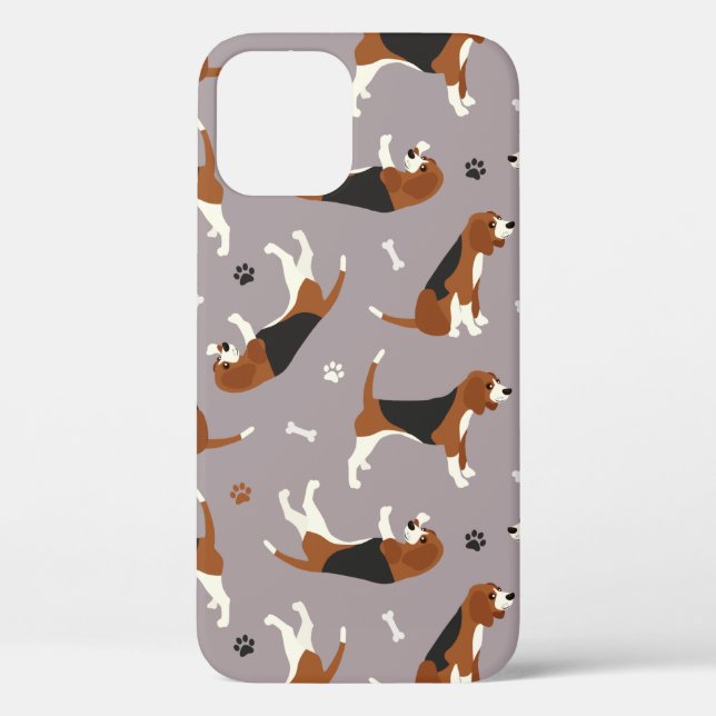 Cute Beagles Paws and Bones Grey Case-Mate iPhone Case (Back)