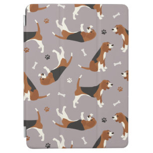 Cute Beagles Paws and Bones Grey iPad Air Cover