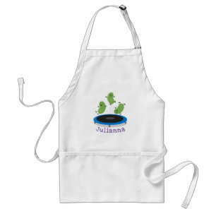 Cute beans jumping trampoline cartoon illustration standard apron