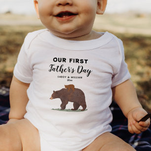 Cute Bear 1st Father's Day Personalised Baby Bodysuit