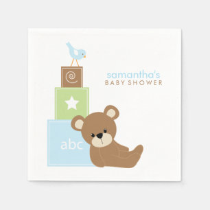 Cute Bear and Alphabet Toy Blocks Napkin