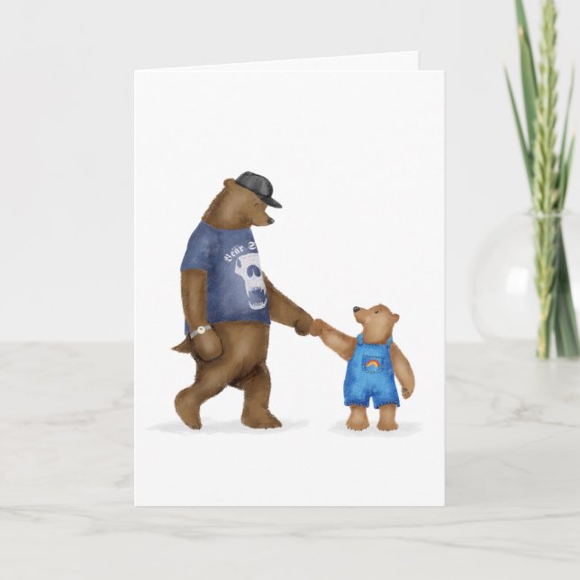 Cute bear and bear cub blank card (Front)