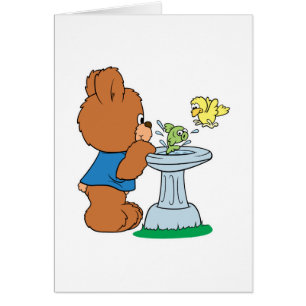 Cute Bear and Bird Bath Design