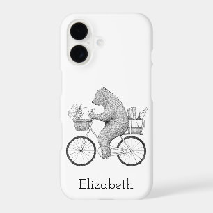 Cute Bear and Bunny on Bike Personalized with name