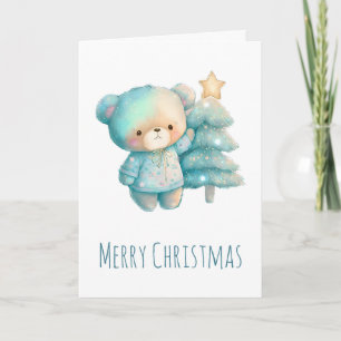 Cute Bear and Christmas Tree Holiday Card