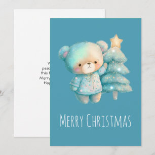 Cute Bear and Christmas Tree Holiday Card