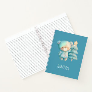 Cute Bear and Christmas Tree Holiday Notebook