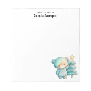 Cute Bear and Christmas Tree Holiday Notepad