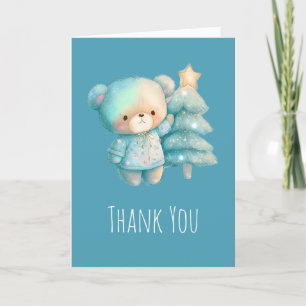 Cute Bear and Christmas Tree Thank You Card
