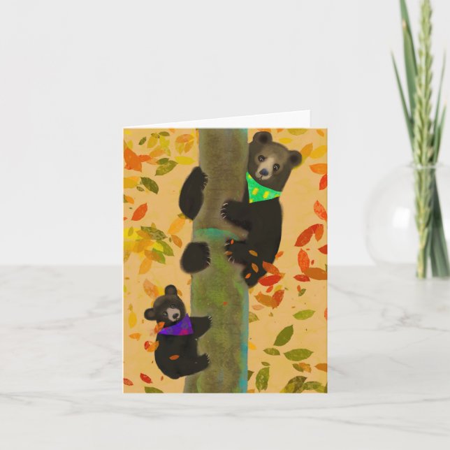 Cute Bear and Cub BLANK Greeting Card (Front)