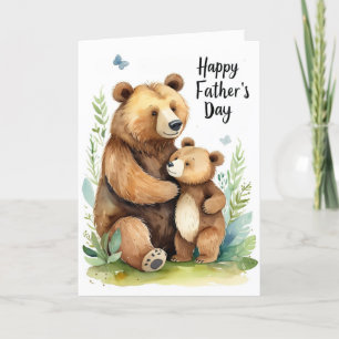 Cute Bear and Cub Fathers Day Adorable Animal Holiday Card