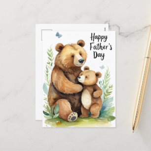 Cute Bear and Cub Fathers Day Adorable Animal Holiday Postcard