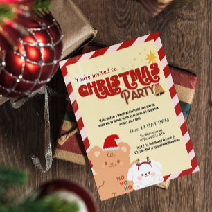 Cute bear and dog kids holiday party invitation