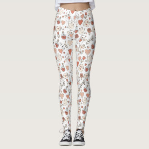 Cute Bear and Hearts -- Pastel Nursery (11) Leggings