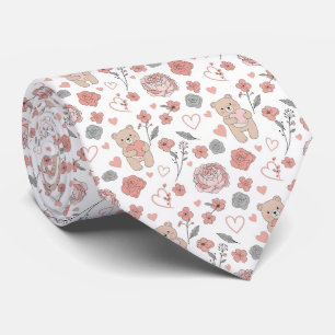 Cute Bear and Hearts -- Pastel Nursery (13) Tie