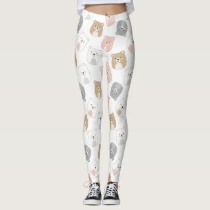 Cute Bear and Hearts -- Pastel Nursery (2) Leggings