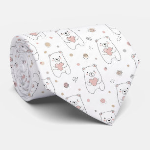Cute Bear and Hearts -- Pastel Nursery (2) Tie