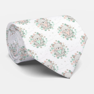 Cute Bear and Hearts -- Pastel Nursery (6) Tie