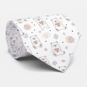 Cute Bear and Hearts -- Pastel Nursery (7) Tie