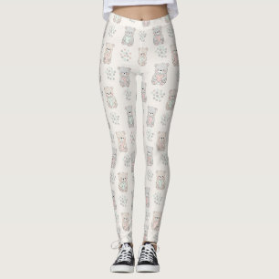 Cute Bear and Hearts -- Pastel Nursery (8) Leggings