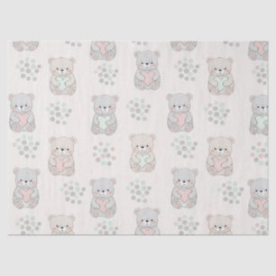 Cute Bear and Hearts -- Pastel Nursery (8) Tissue Paper