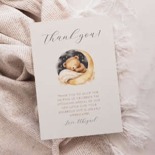 Cute Bear and Moon Baby Shower Thank You Card