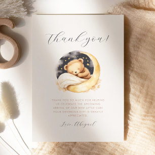 Cute Bear and Moon Baby Shower Thank You Card